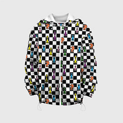 Куртка с капюшоном детская Яркая шахматная доска, цвет: 3D-белый