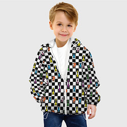 Куртка с капюшоном детская Яркая шахматная доска, цвет: 3D-белый — фото 2