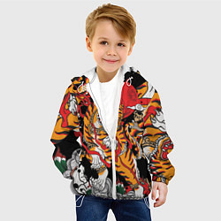 Куртка с капюшоном детская Самурайский тигр, цвет: 3D-белый — фото 2