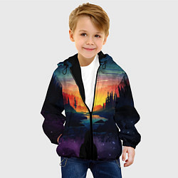 Куртка с капюшоном детская ПЕЙЗАЖ НАД ЗВЕЗДАМИ, цвет: 3D-черный — фото 2