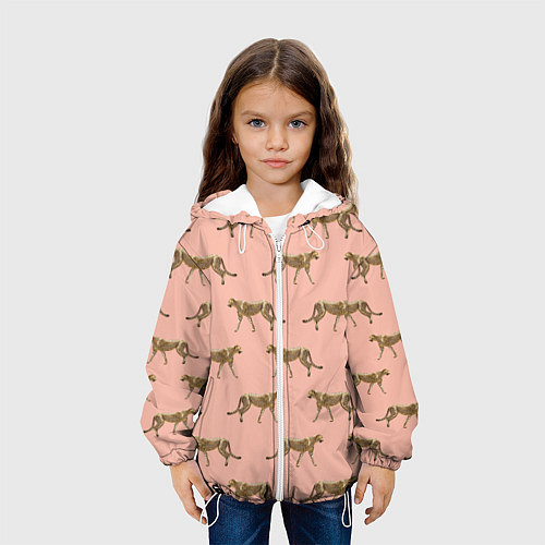 Детская куртка Гепарды на розовом / 3D-Белый – фото 3