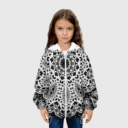 Детская куртка Черно-белый орнамент / 3D-Белый – фото 3