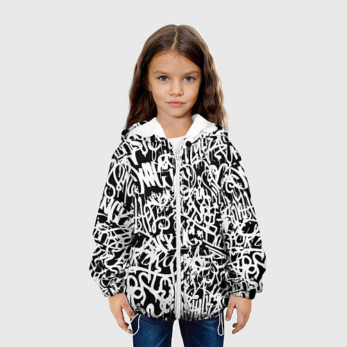 Детская куртка Graffiti white on black / 3D-Белый – фото 3
