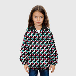 Куртка с капюшоном детская Красно-черный абстрактный узор, цвет: 3D-черный — фото 2