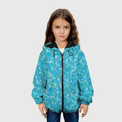 Куртка с капюшоном детская Бирюзовая пиксель абстракция, цвет: 3D-черный — фото 2
