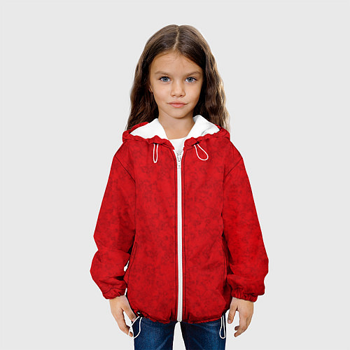 Детская куртка Ярко-красный мраморный узор / 3D-Белый – фото 3