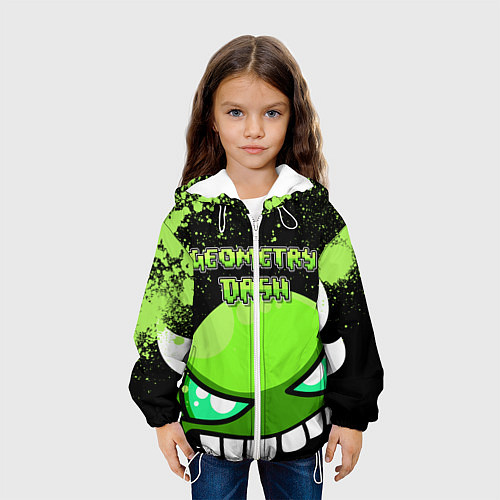 Детская куртка Geometry Dash Green / 3D-Белый – фото 3