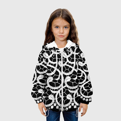 Детская куртка Черно-белое кружево / 3D-Белый – фото 3