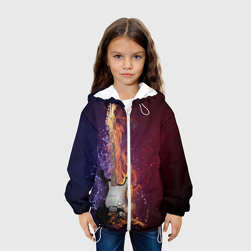 Детская куртка Гитара - Огонь и вода / 3D-Белый – фото 3