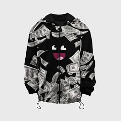Куртка с капюшоном детская Деньги и купюры смайл, цвет: 3D-черный