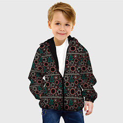 Куртка с капюшоном детская Зимний рождественский узор, цвет: 3D-черный — фото 2