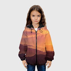 Куртка с капюшоном детская Закат в горах, цвет: 3D-черный — фото 2