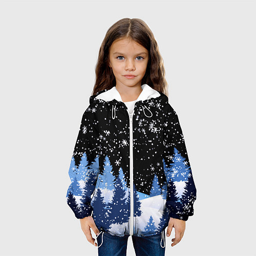 Детская куртка Снежная ночь в зимнем лесу / 3D-Белый – фото 3