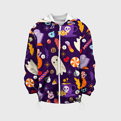 Куртка с капюшоном детская HALLOWEEN BTS BT21 PATTERN БТ21 БТС ХЕЛЛОУИН, цвет: 3D-белый