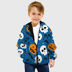 Куртка с капюшоном детская ЧЕРЕПА И ТЫКВЫ HALLOWEEN, цвет: 3D-черный — фото 2