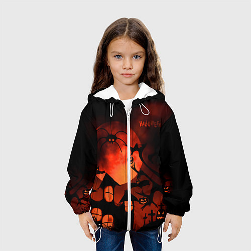 Детская куртка Красная луна на Хэллоуин / 3D-Белый – фото 3