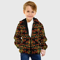 Куртка с капюшоном детская Хохломские узоры II black, цвет: 3D-черный — фото 2