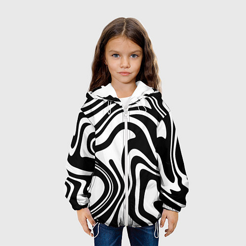 Детская куртка Черно-белые полосы Black and white stripes / 3D-Белый – фото 3