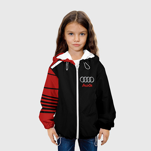 Детская куртка АУДИ ЛОГО AUDI GEOMETRY RED STRIPES LINE / 3D-Белый – фото 3