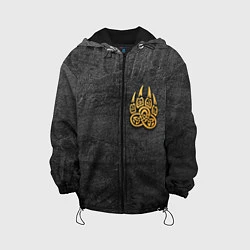 Куртка с капюшоном детская Волчий отпечаток золотом Символ Велеса, цвет: 3D-черный