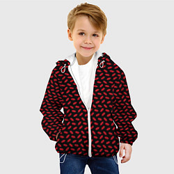 Куртка с капюшоном детская Принт с поцелуями,алые губы, цвет: 3D-белый — фото 2