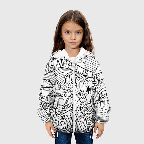 Детская куртка All you need is The Beatles Раскраска / 3D-Белый – фото 3