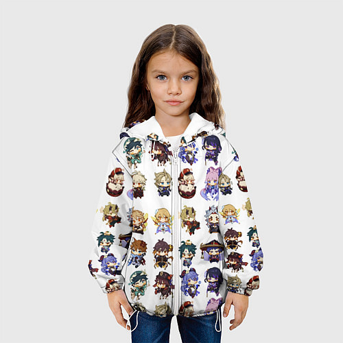 Детская куртка Все герои Геншин Импакта чиби паттерн / 3D-Белый – фото 3