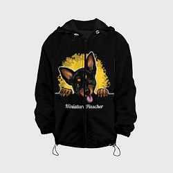 Куртка с капюшоном детская Пинчер Miniature Pinscher, цвет: 3D-черный
