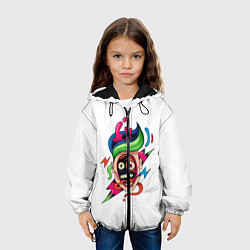 Куртка с капюшоном детская Комичное Лицо - Абстрактные Фигуры Модерн, цвет: 3D-черный — фото 2