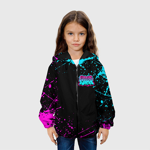 Детская куртка FRIDAY NIGHT FUNKIN NEON COLORS НЕОНОВЫЕ БРЫЗГИ / 3D-Черный – фото 3