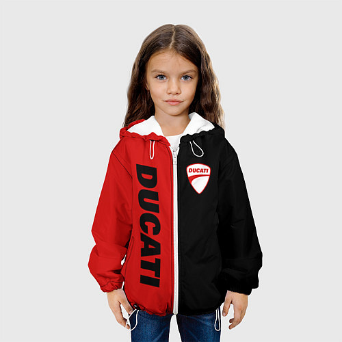 Детская куртка DUCATI BLACK RED BACKGROUND / 3D-Белый – фото 3