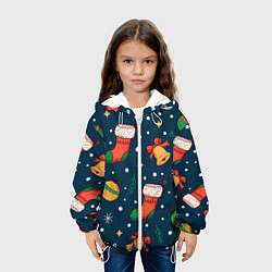 Куртка с капюшоном детская Новогодний, рождественский узор, цвет: 3D-белый — фото 2