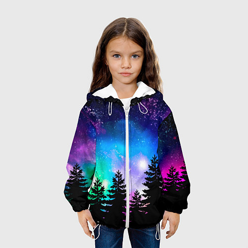 Детская куртка Космический лес, елки и звезды / 3D-Белый – фото 3