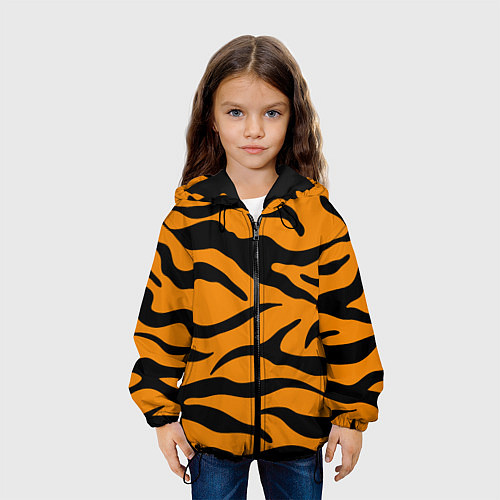 Детская куртка Тигриные полосы, Символ 2022 года / 3D-Черный – фото 3