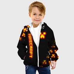 Куртка с капюшоном детская MINECRAFT ОГНЕННЫЙ КРИПЕР, цвет: 3D-белый — фото 2