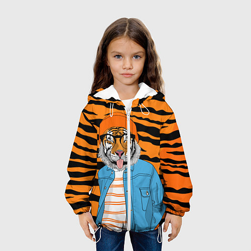 Детская куртка Тигр фурри на стиле / 3D-Белый – фото 3