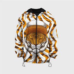 Куртка с капюшоном детская Тигр в кепке, цвет: 3D-черный