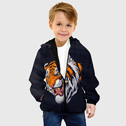 Куртка с капюшоном детская Саблезубый тигр голова, цвет: 3D-черный — фото 2
