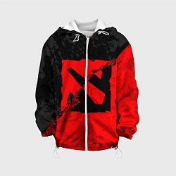 Куртка с капюшоном детская DOTA 2 RED BLACK LOGO, БРЫЗГИ КРАСОК, цвет: 3D-белый