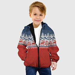 Куртка с капюшоном детская ВЯЗАНЫЙ УЗОР С ОЛЕНЯМИ, цвет: 3D-черный — фото 2