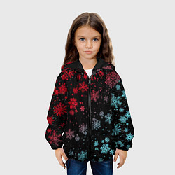Куртка с капюшоном детская НЕОНОВЫЕ СНЕЖИНКИ, НОВЫЙ ГОД 2022, цвет: 3D-черный — фото 2