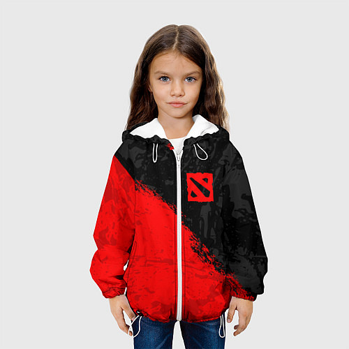 Детская куртка DOTA 2 RED LOGO, БРЫЗГИ КРАСОК / 3D-Белый – фото 3