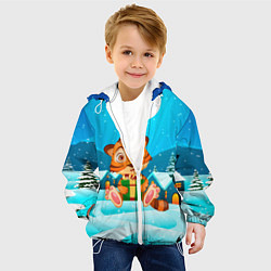 Куртка с капюшоном детская Новогодние подарки Тигр 2022, цвет: 3D-белый — фото 2