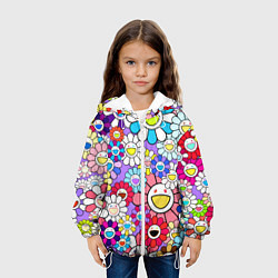 Куртка с капюшоном детская Цветы Takashi Murakami, цвет: 3D-белый — фото 2
