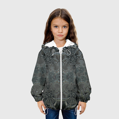 Детская куртка Коллекция Фрактальная мозаика Серо-голубой 292-4 / 3D-Белый – фото 3