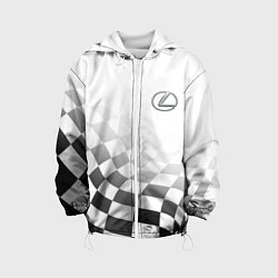 Куртка с капюшоном детская Lexus, Лексус спорт финишный флаг, цвет: 3D-белый