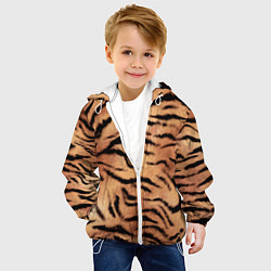 Куртка с капюшоном детская Шкура тигра текстура, цвет: 3D-белый — фото 2