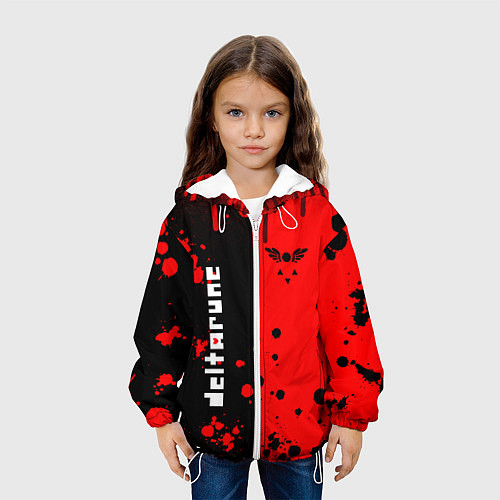Детская куртка Deltarune black & red / 3D-Белый – фото 3