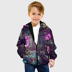 Куртка с капюшоном детская Городской киберпанк, цвет: 3D-черный — фото 2