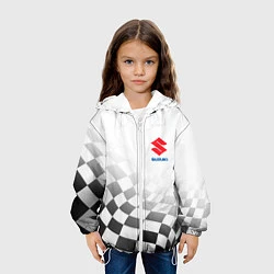 Куртка с капюшоном детская Suzuki, Сузуки Спорт, Финишный флаг, цвет: 3D-белый — фото 2